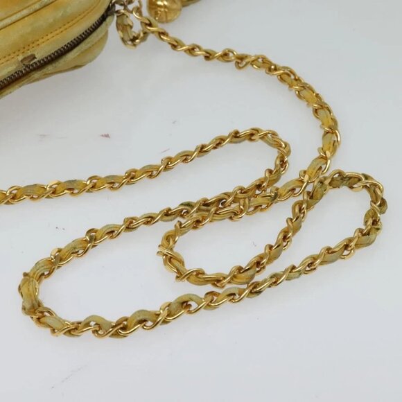 CHANEL Chain Shoulder Bag Lamb Skin Yellow Gold CC - Picture 8 of 15